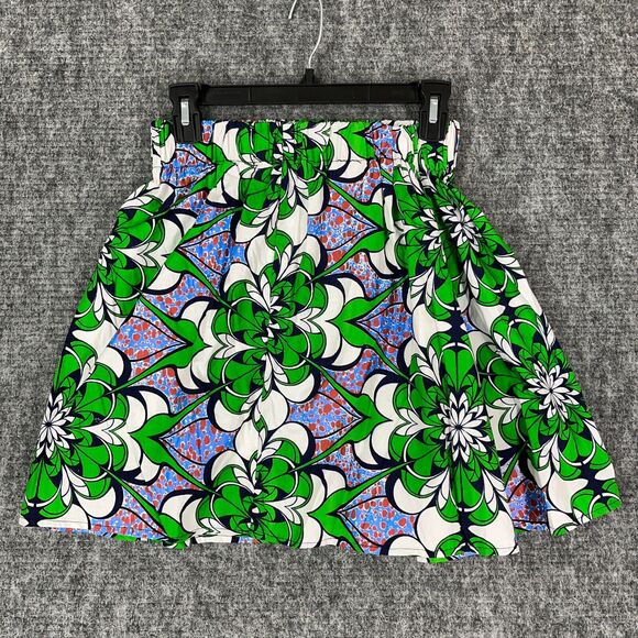 OH MY! Skirt Womens 24 Mini Short Floral Elastic Waist Pleated Bottoms Green - Picture 2 of 9